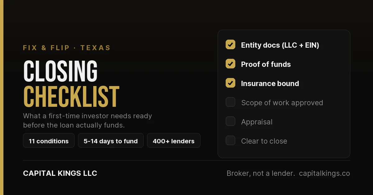 Cover: Fix and Flip Closing Checklist for Hard Money Loans